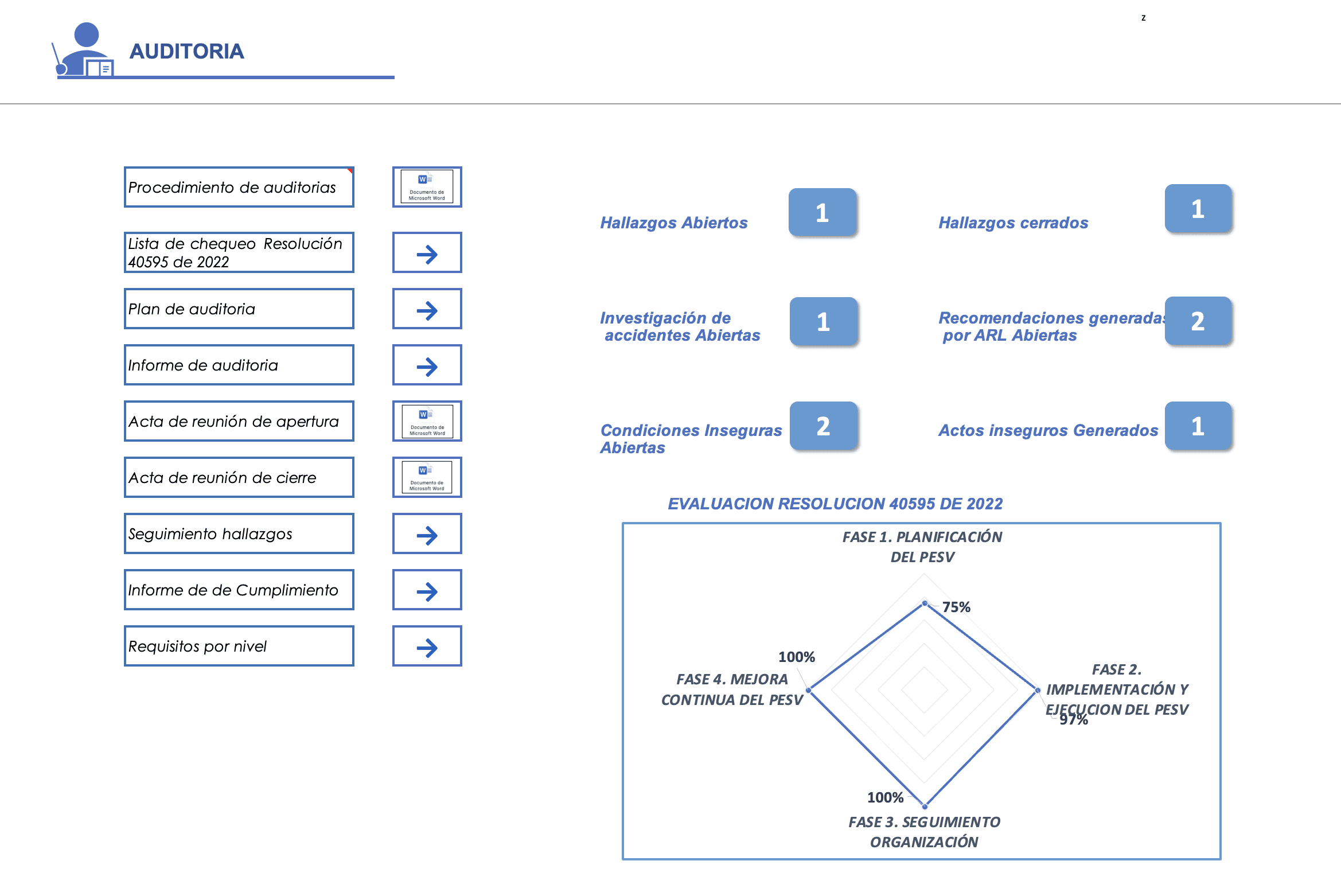 auditoria PESV resolucion 40595 de 2022