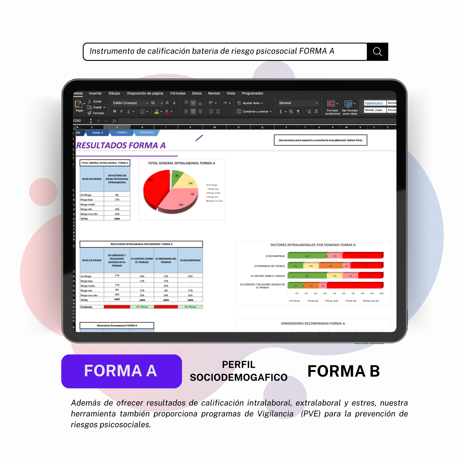Aplicación baterias de riesgo psicosocial en Excel
